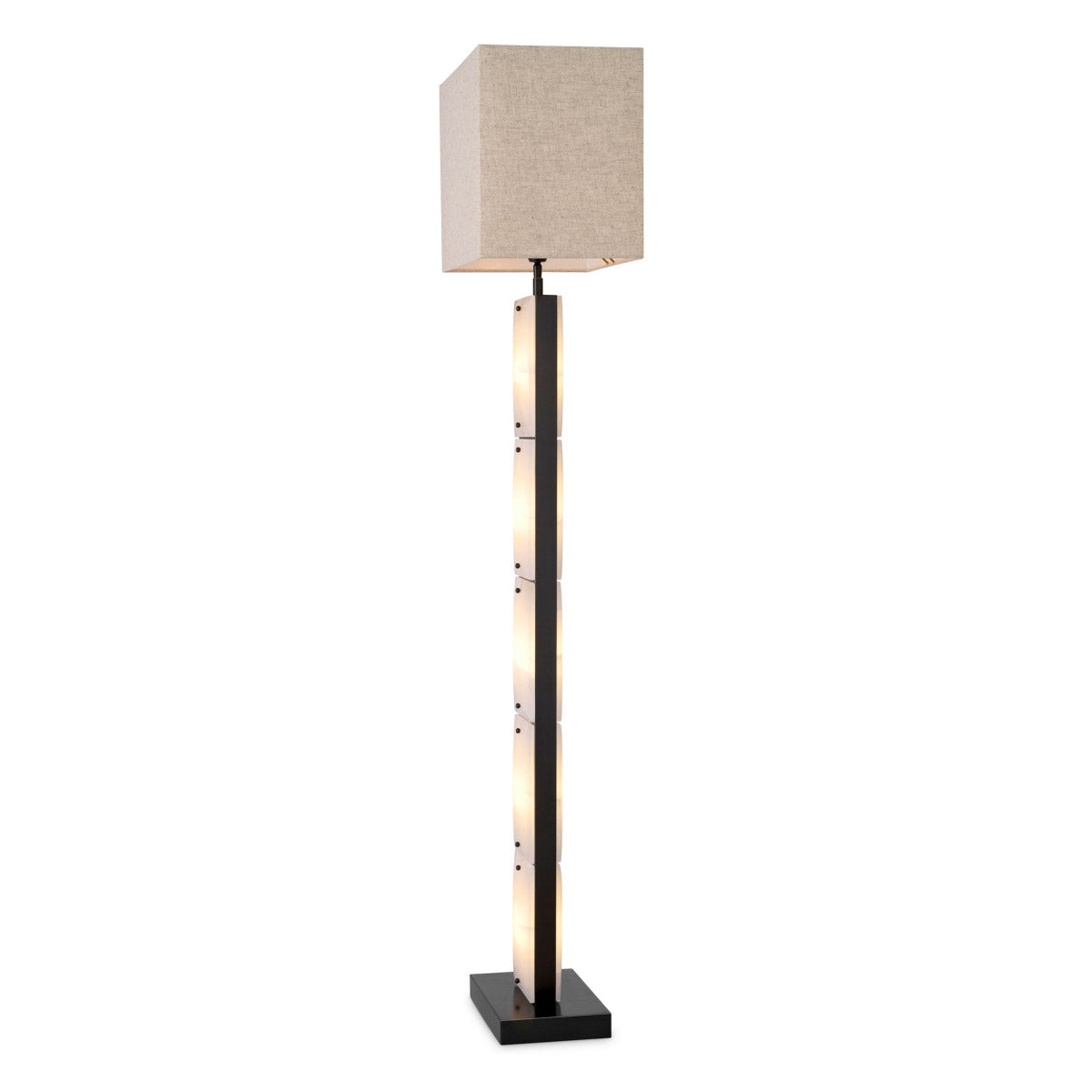 Eichholtz Floor Lamp Ortiz warmly diffusing through the base for an inviting glow. Perfect for enhancing the ambience of