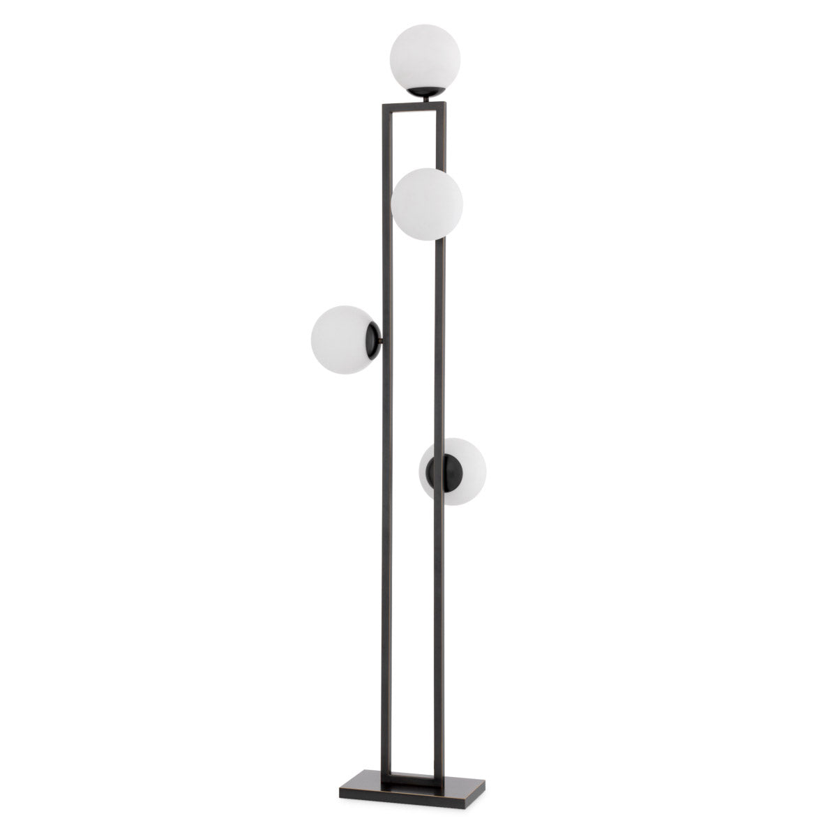 Eichholtz Floor Lamp Pascal highlight finish. 4 white glass spheres add an elegant style to this vintage style lamp.