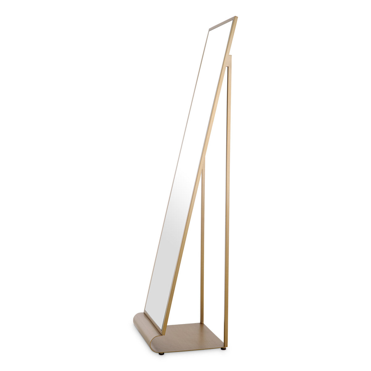 Eichholtz Floor Mirror Panorama majestic brushed brass finish that envelops the frame, the Panorama Floor Mirror stands tall reflecting