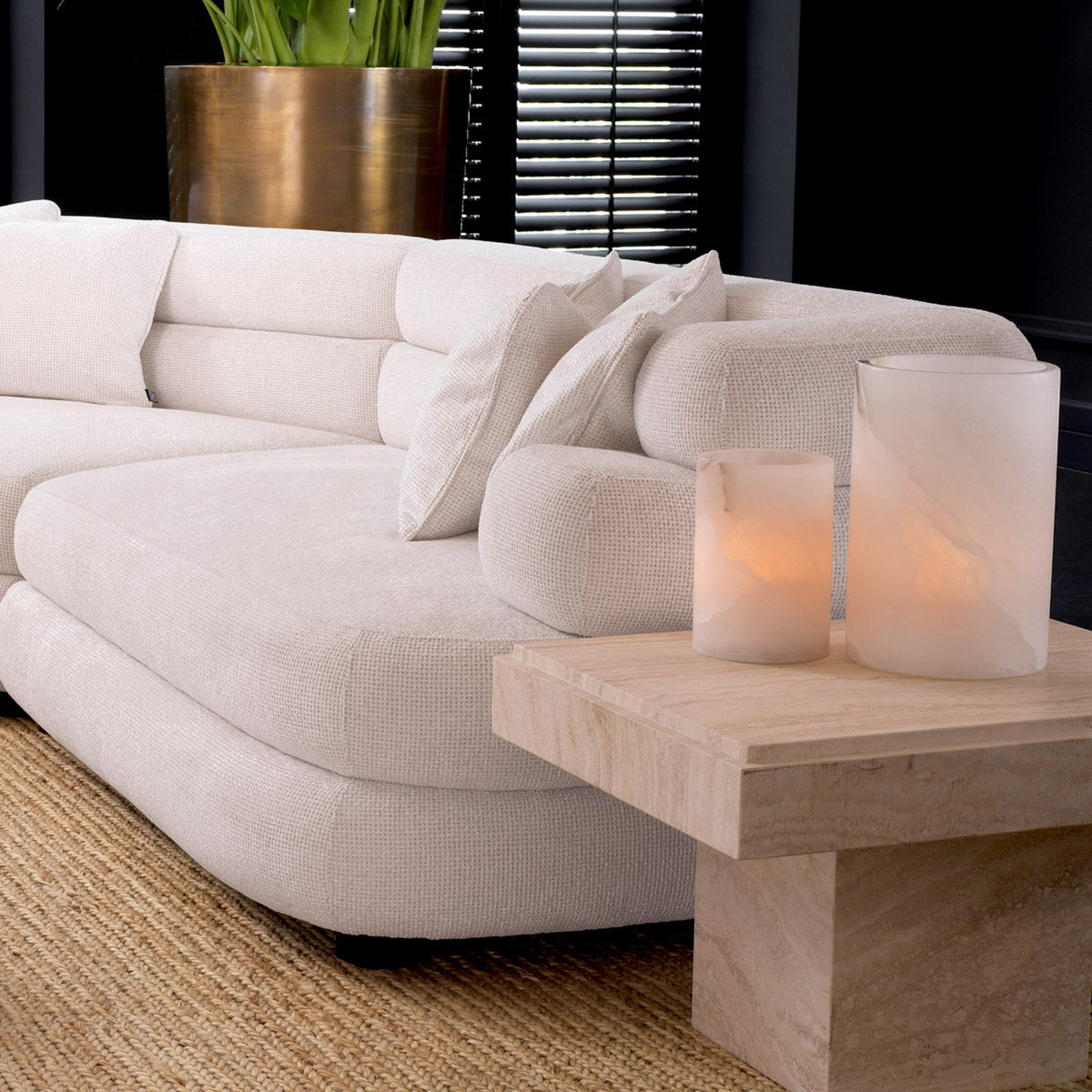 Eichholtz Hurricane Mercer L made of translucent alabaster and features a subtle vein pattern that gives each piece a