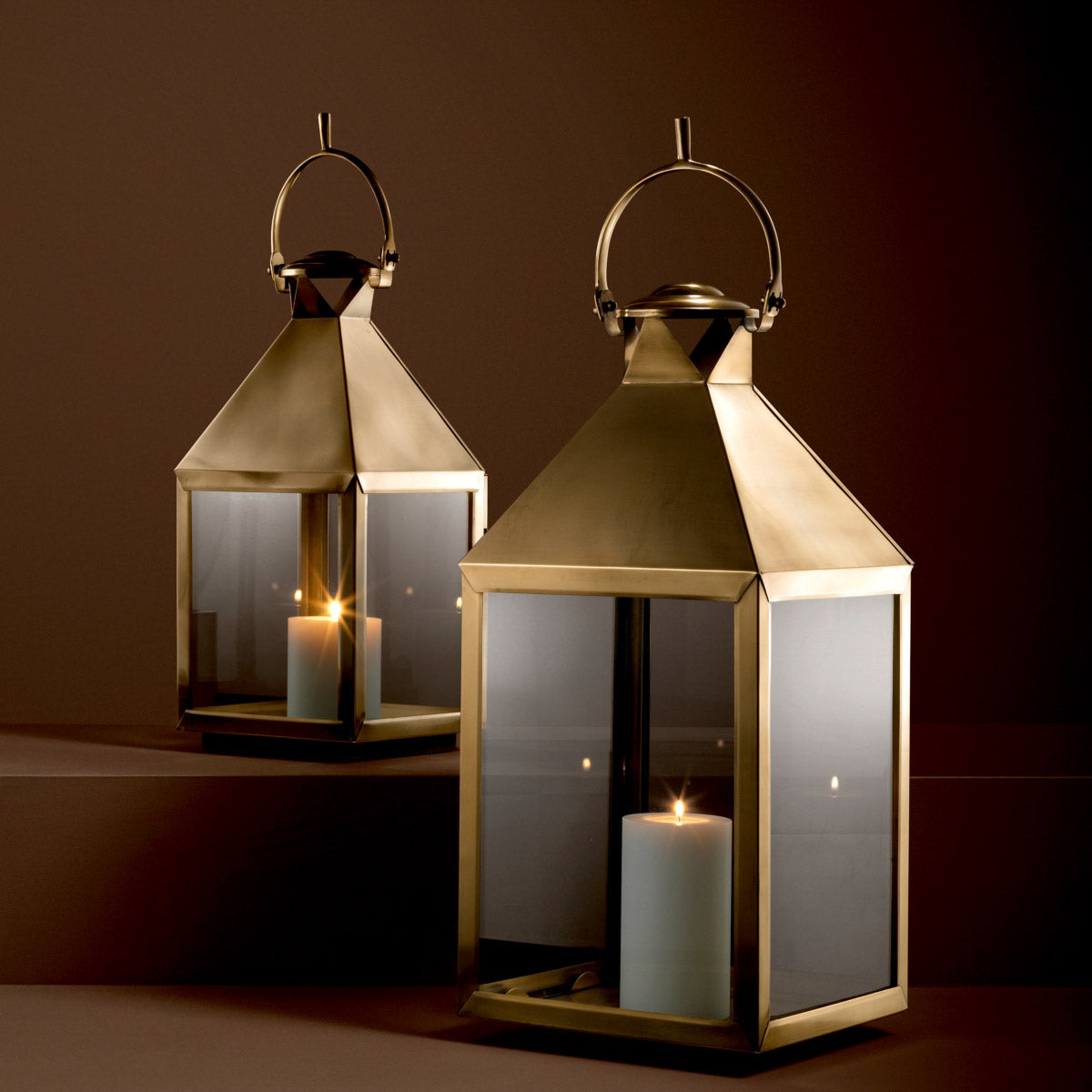Eichholtz Hurricane Spur S candle inside, this lovely lantern will spread a soft and warm glow in your lounge