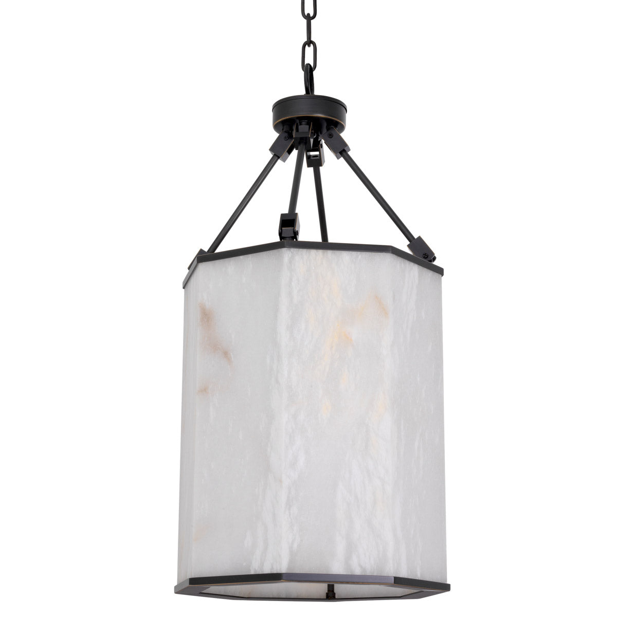 Eichholtz Lantern Victoire S Provided with panels of precision cut alabaster, this semi-flush mount light creates an even, mellow