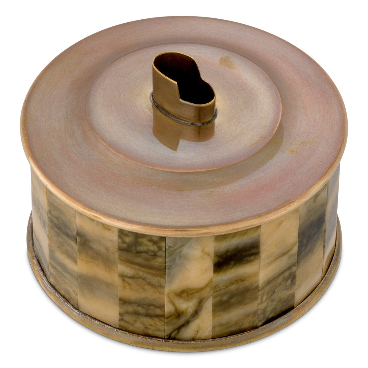 Eichholtz Lighter holder Bonham accessory showcases a stunning faux horn body paired with a lustrous vintage brass finish, exuding