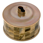 Eichholtz Lighter holder Bonham accessory showcases a stunning faux horn body paired with a lustrous vintage brass finish, exuding