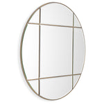 Eichholtz Mirror Beaumont round a vintage brass finish that adds a flair of glam to any room. Its panelled