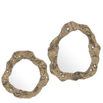 Eichholtz Mirror Foggia set of 2 sophistication. Organic shaped and finished in antiqued brass, these mirrors provide a luxurious yet tim...