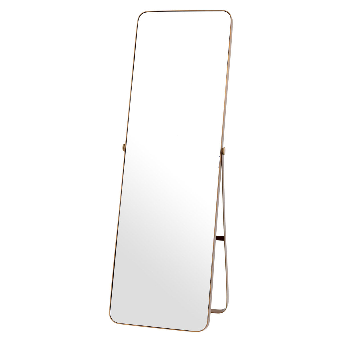 Eichholtz Mirror Hardwick frame and stand with rounded corners and a brushed brass finish, this cheval mirror is