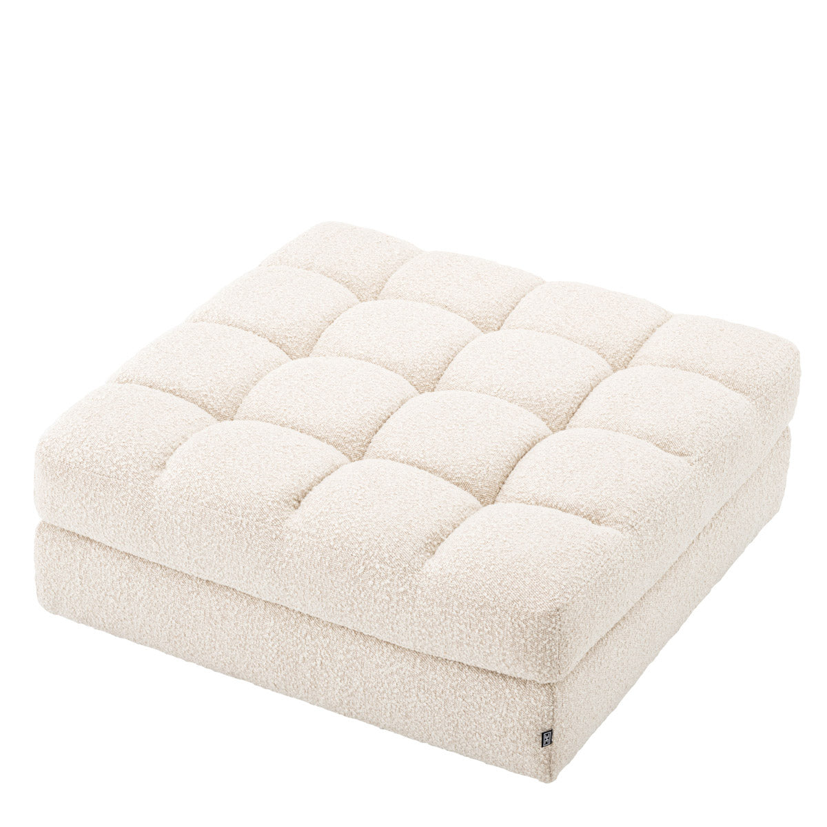 Eichholtz Modular Sofa Dean - Ottoman in bouclÃ© cream and mounted on a black base. Modular Sofa Dean - Ottoman Crafted