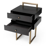 Eichholtz Nightstand Bedini veneer adds a touch of warmth and natural beauty, complementing the brass tones. With two