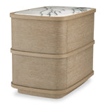 Eichholtz Nightstand Cabana in washed oak veneer, this modern nightstand has a top of Italian bianco lilac marble.