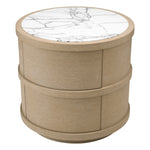 Eichholtz Nightstand Cabana round warmth, while the bianco lilac marble top adds a touch of luxury and elegance. This