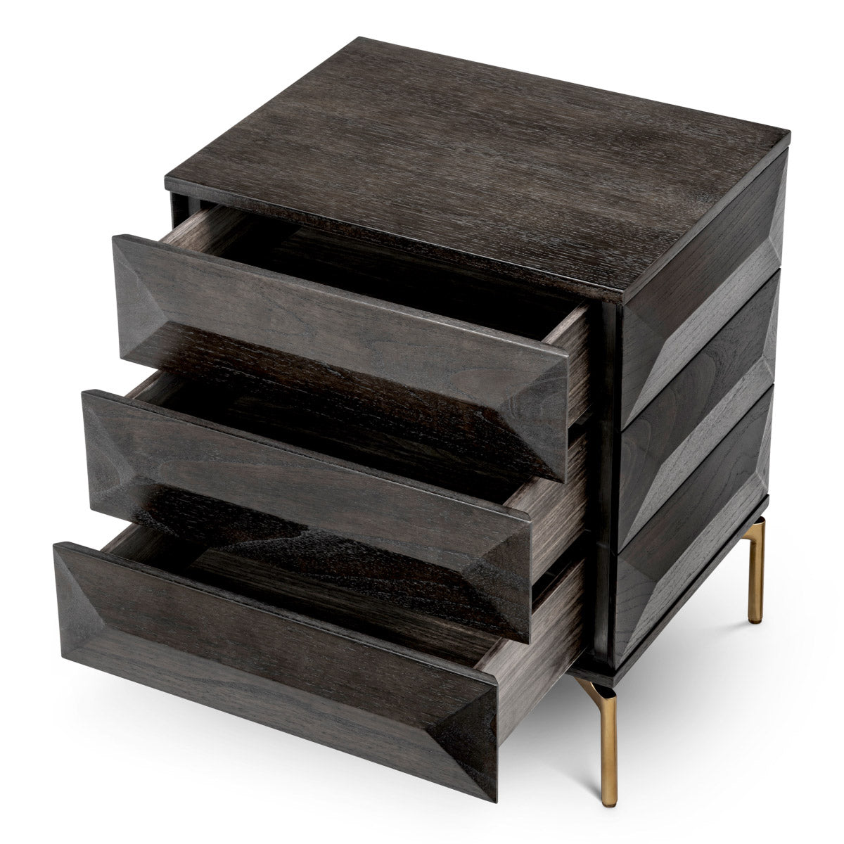 Eichholtz Nightstand Denver beauty to your bedroom. The brushed brass finish legs provide a striking contrast, infusing the