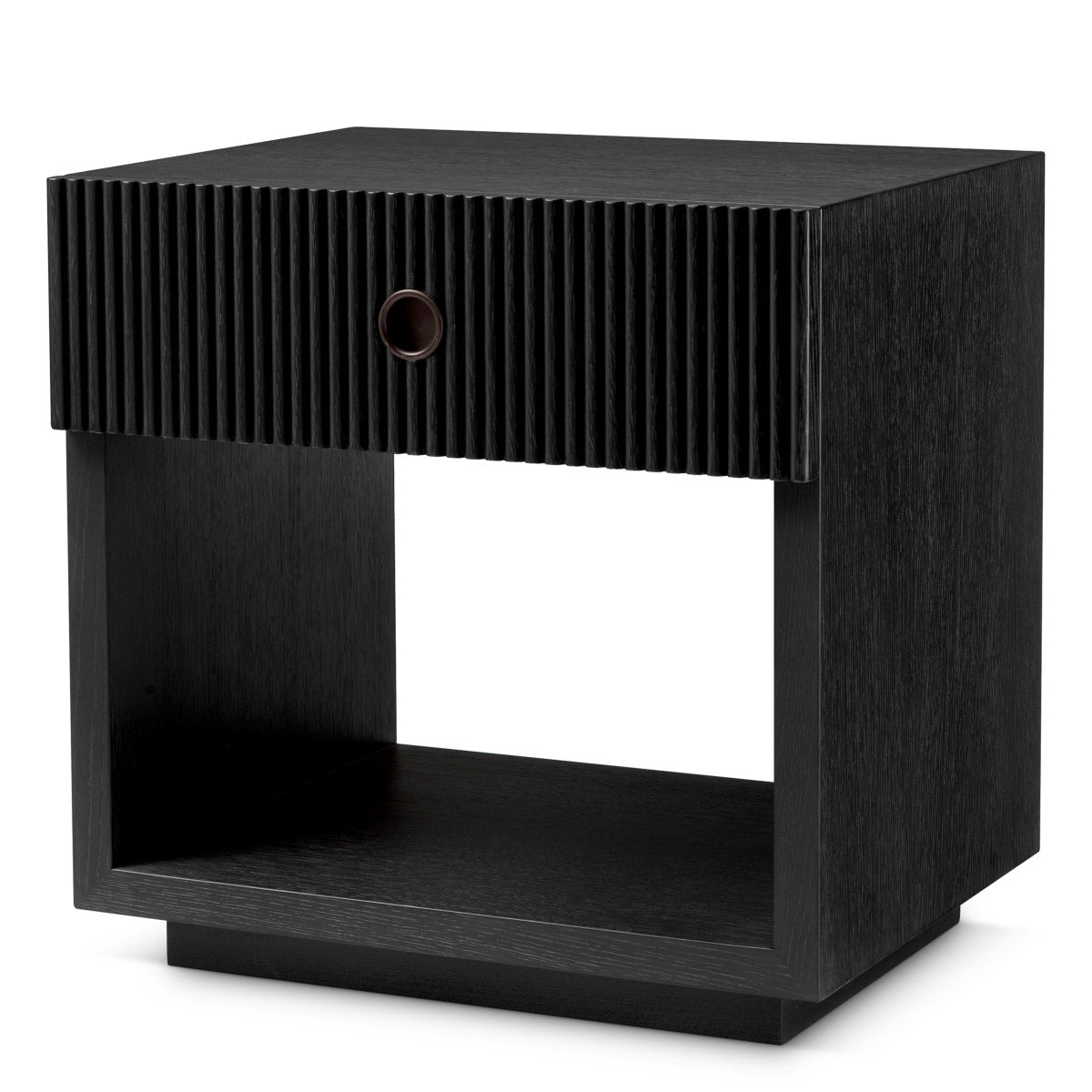 Eichholtz Nightstand Dimitrios Elevate your living space with the Dimitrios Nightstand, featuring a striking charcoal grey oak veneer.
