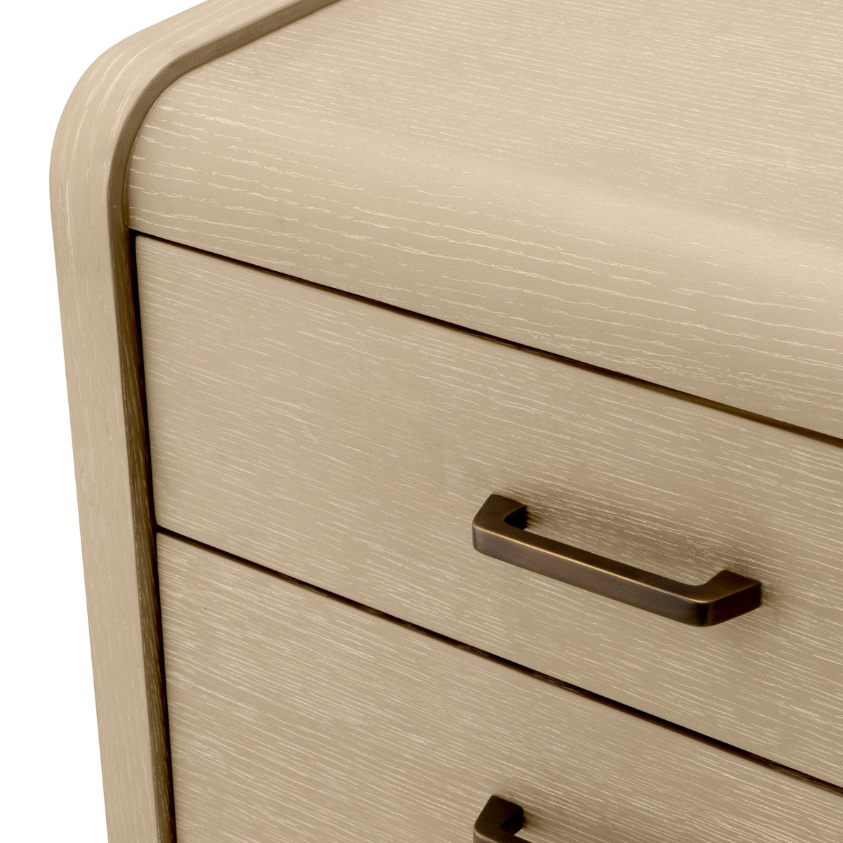 Eichholtz Nightstand Joane veneer, where elegance meets utility. Its sleek contours and refined bronze finish radiate sophistication, while