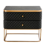 Eichholtz Nightstand Monfort your bedroom. The diamond quilted black faux leather upholstery perfectly complements the sleek metal frame