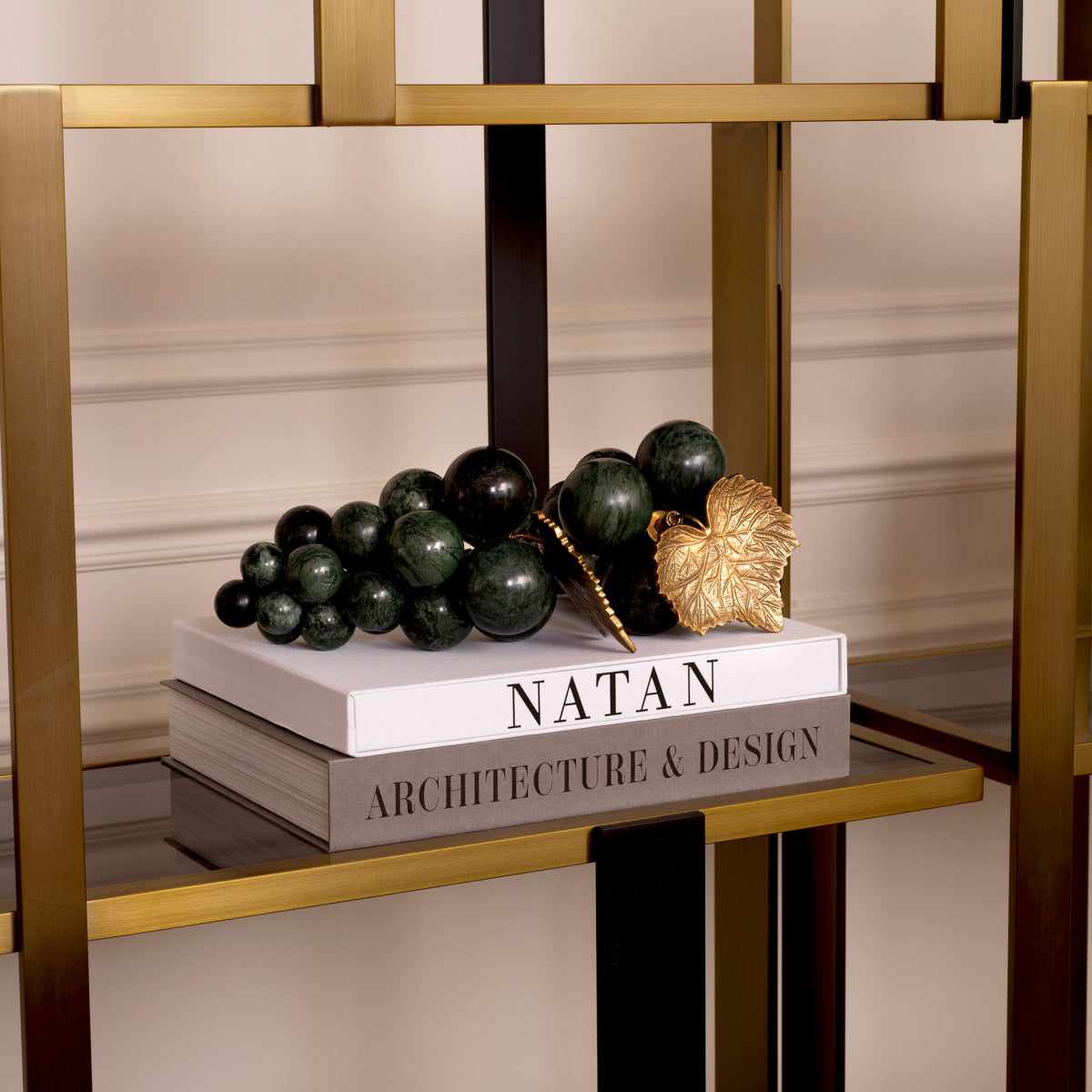 Eichholtz Object Vintage Grapes cluster of lush grapes. Crafted from the finest green marble, accompanied by a vintage brass