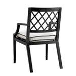 Eichholtz Outdoor Dining Chair Paladium with arm matte black finish frame, this attractive dining chair is sure to be a stylish and