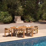 Eichholtz Outdoor Dining Table Mogador from Grade A teak wood sourced responsibly from sustainably managed forests, the natural teak exudes