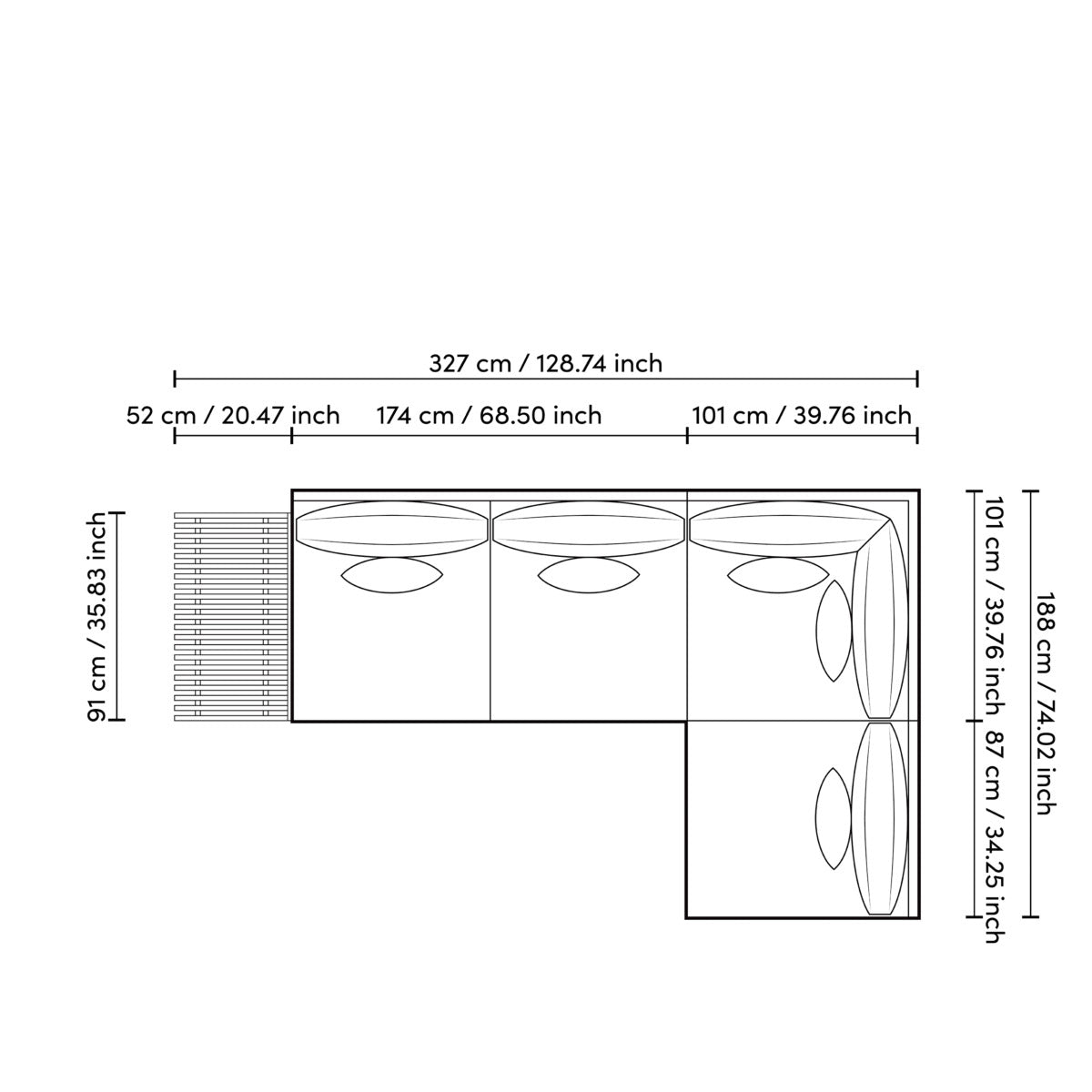 Eichholtz Outdoor Sofa Royal Palm pairs refined design with elevated materials for a statement in any luxury interior. Dimensions W