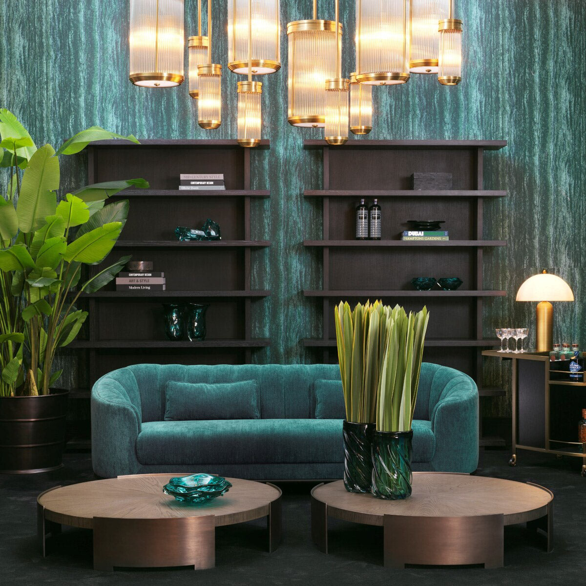 Eichholtz Pendant Rousseau L a regal and refined ambiance. The antique brass finish emanates a welcoming glow, while the