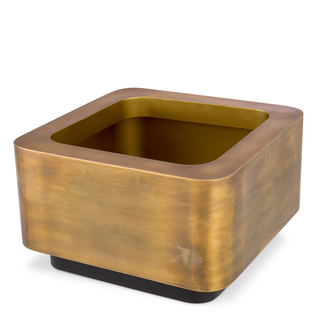 Eichholtz Planter Jasper square XS showcases a vintage brass finish, imbuing it with a sophisticated antiquity ideal for any luxury