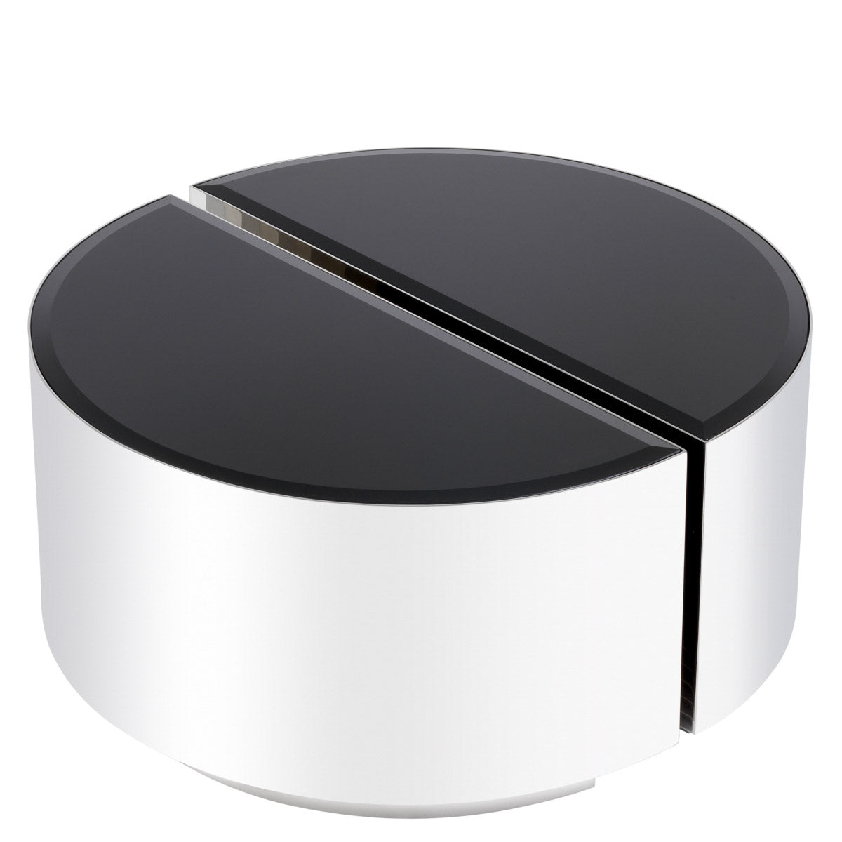 Eichholtz Side Table Astra set of 2 tabletop of bevelled black glass. Personalise to your liking: use each table as a single