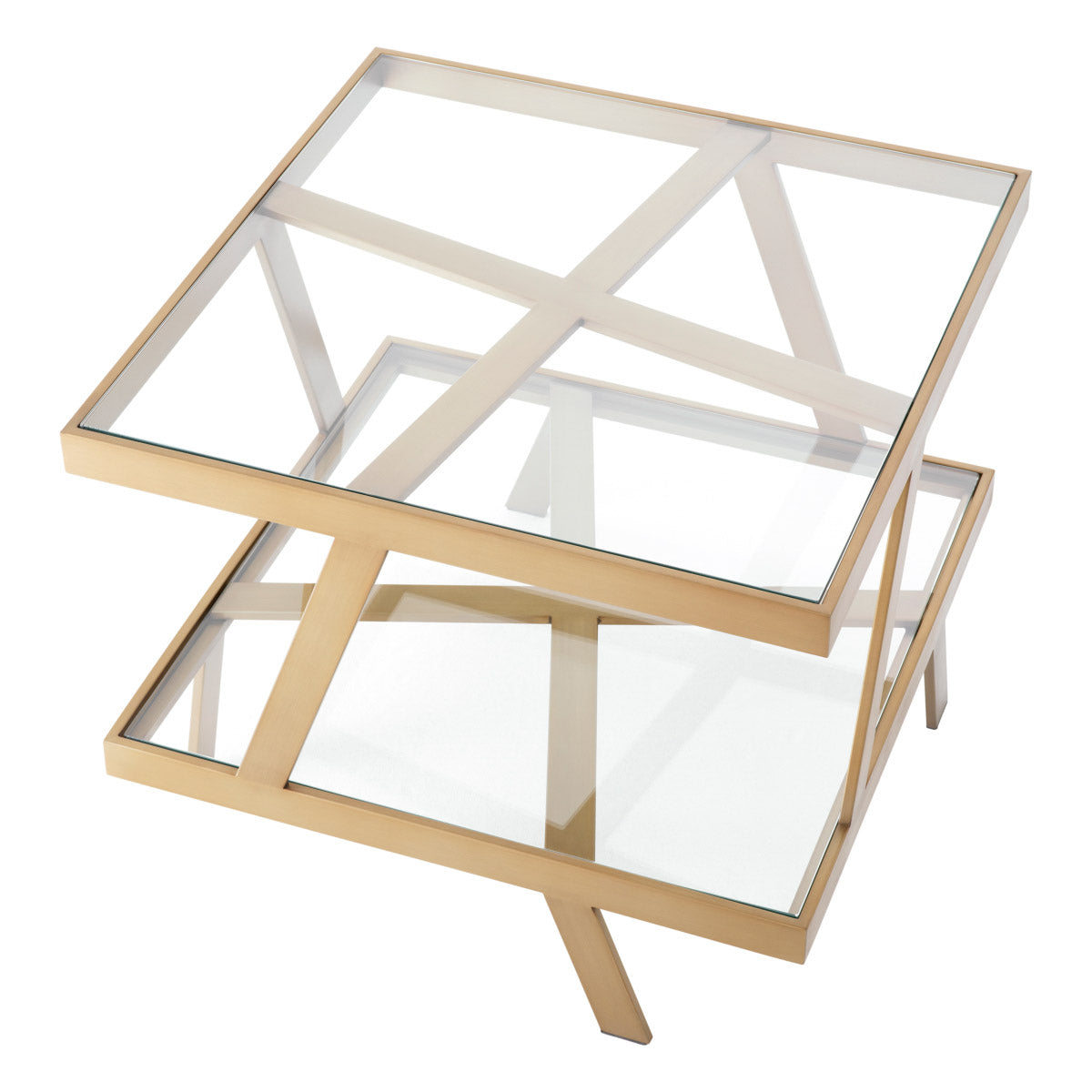 Eichholtz Side Table Billinghurst frame design. With its clear glass tops, this side table not only offers a practical