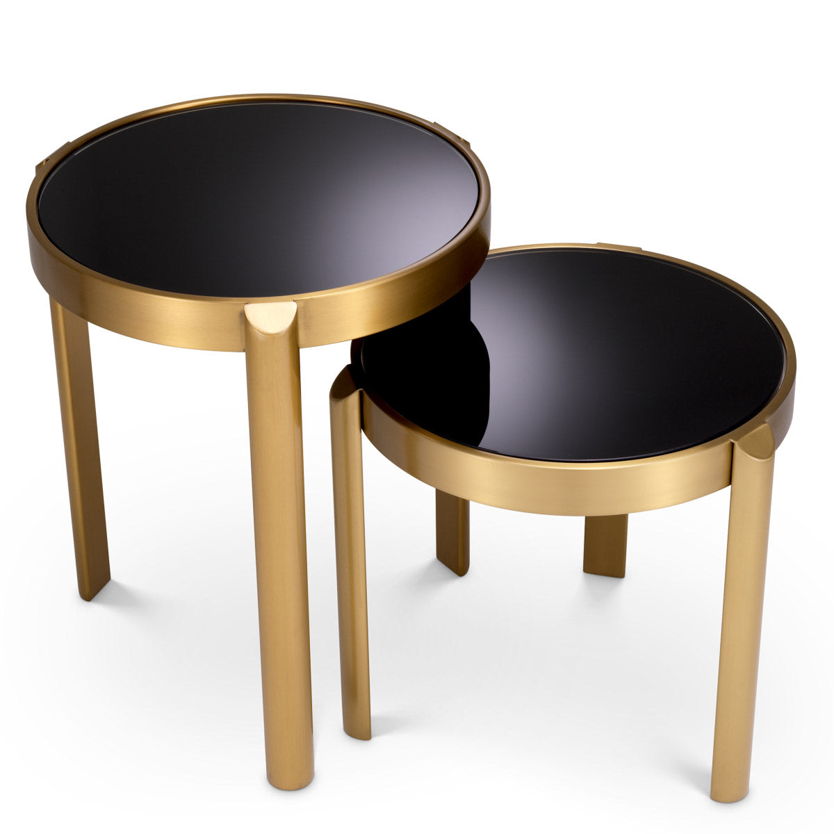 Eichholtz Side Table Buena set of 2 can be placed over the smaller other without the legs touching. Taking style cues from
