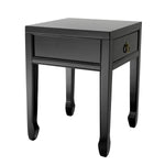 Eichholtz Side Table Chinese Low black side table features a straight line design with sleek table legs and a drawer