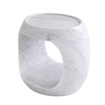 Eichholtz Side Table Clipper low raised edge. It is entirely crafted from one solid piece of white marble, which makes