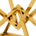 Eichholtz Side Table Connor geometric base features a glamorous gold finish and a clear glass tabletop. Side Table Connor