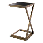 Eichholtz Side Table Cross frame with a vintage brass finish and black glass tabletop add glamour and sophistication to