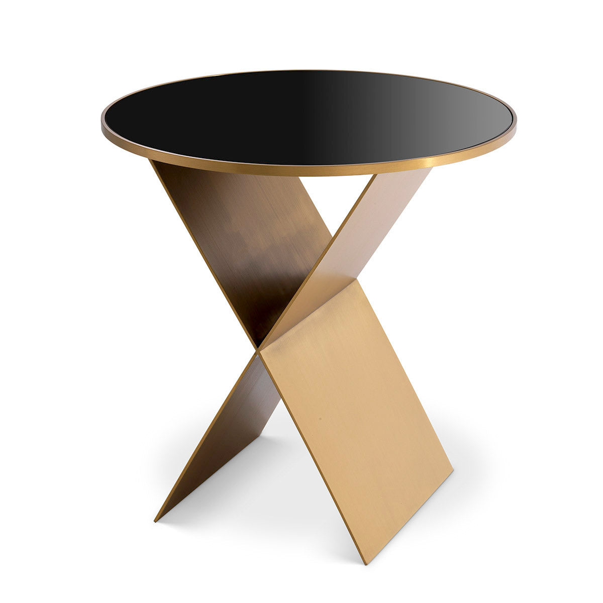 Eichholtz Side Table Fitch S With its brushed brass finish and black glass tabletop, Side Table Fitch S adds a