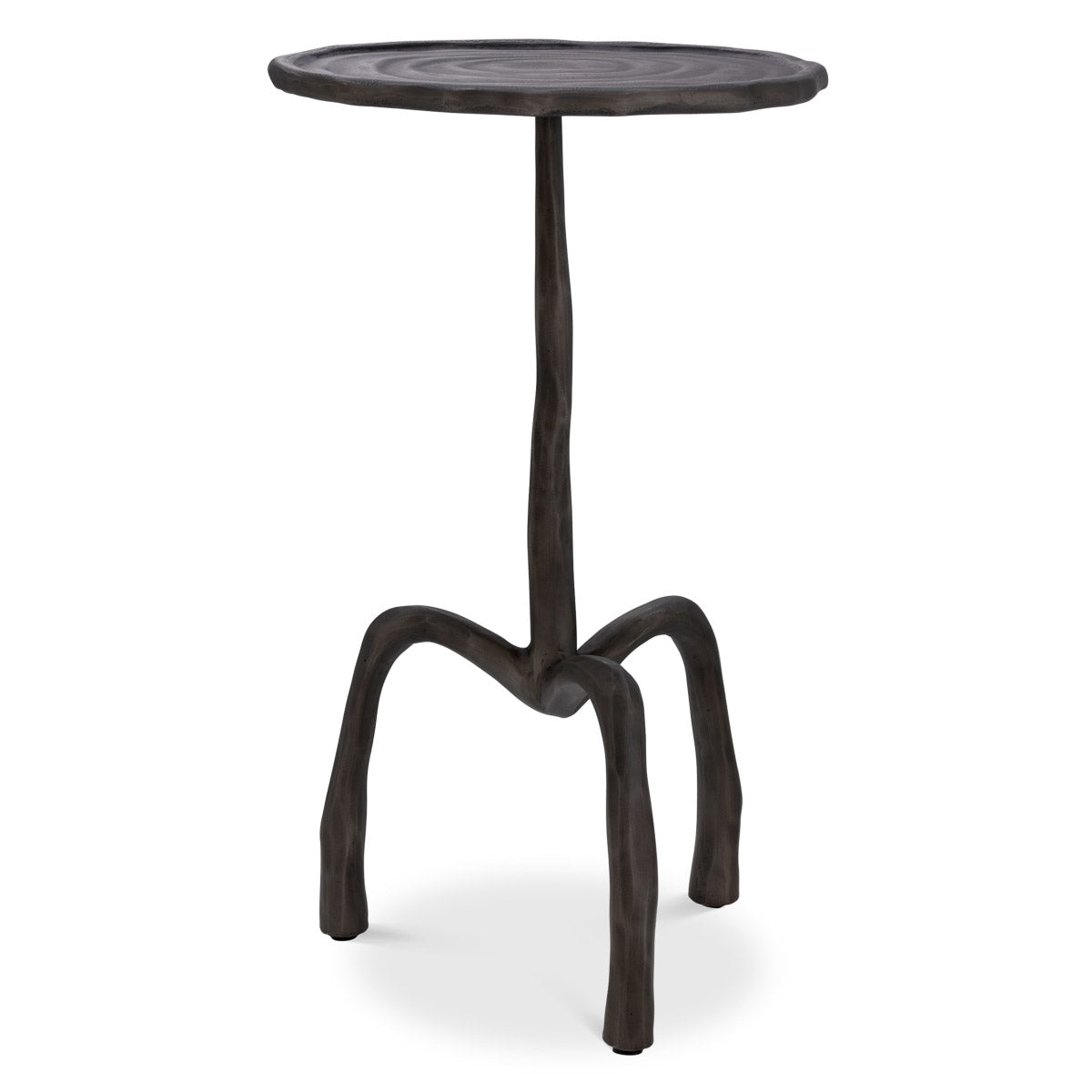 Eichholtz Side Table Kubu S Supported by a tall stand and curved tripod legs, the round tabletop has a raised