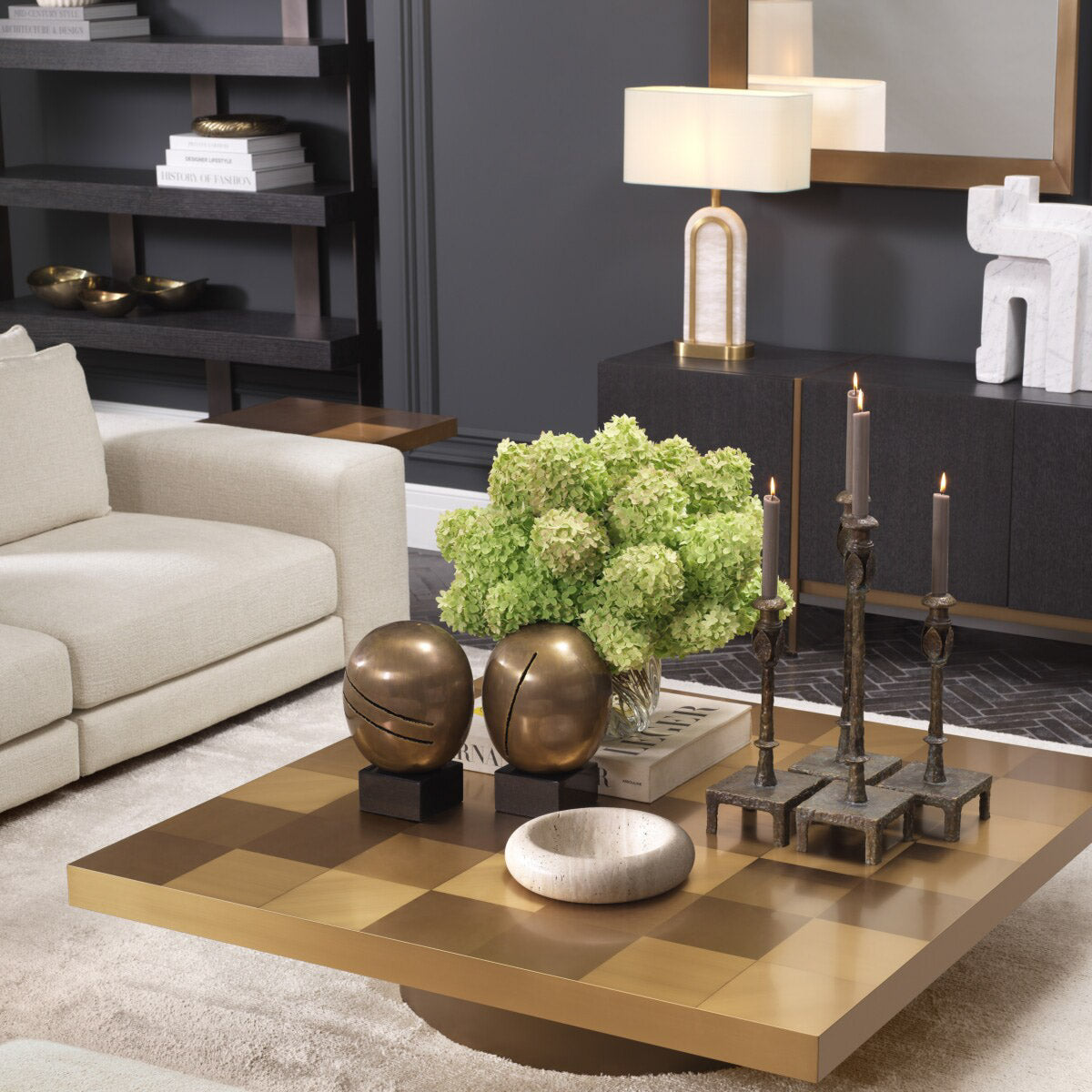 Eichholtz Side Table Laporte Its unique design features squares created by brushing in different directions, adding a touch of