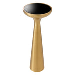 Eichholtz Side Table Lindos high This stunning round end table features a brushed brass finish base and a black glass
