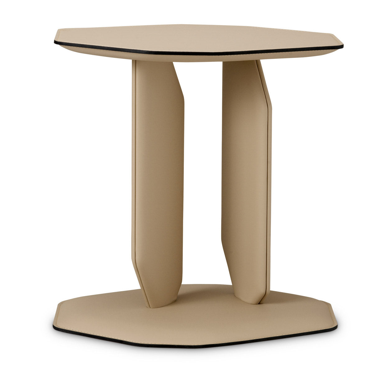 Eichholtz Side Table Maurizio rich light brown faux leather. This elegant piece combines modern luxury with practical sophistication, off...