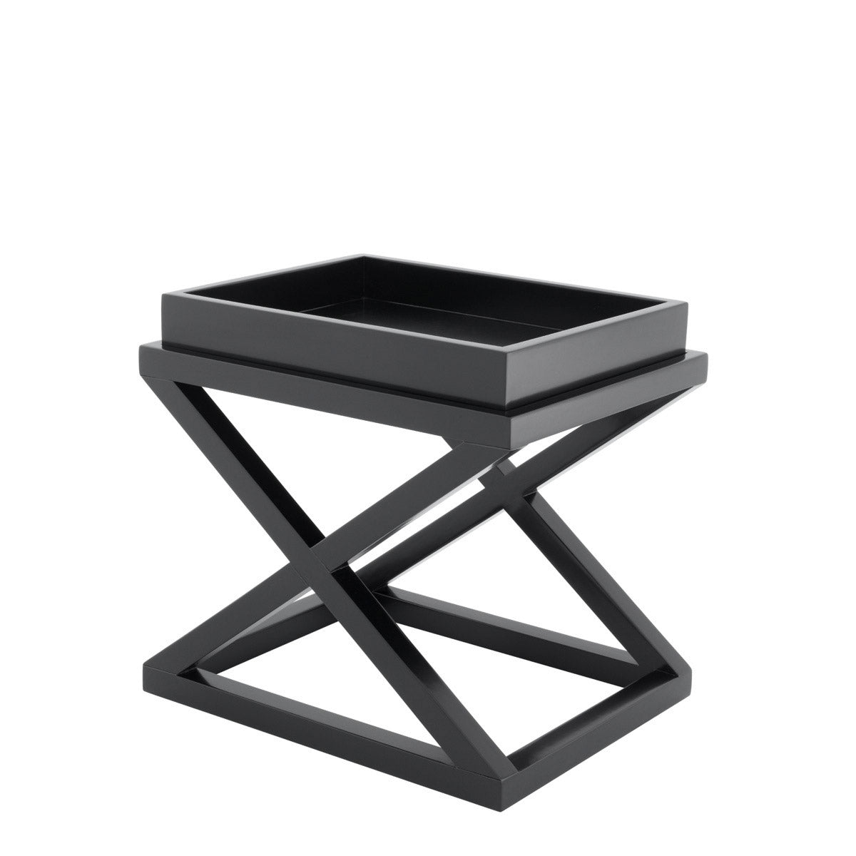 Eichholtz Side Table McArthur Made of birch wood with a black finish, the McArthur Side Table comprises a crossover