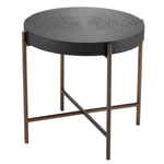 Eichholtz Side Table Nikos of metal, the frame has a bronze finish whereas the tabletop has a gunmetal finish.