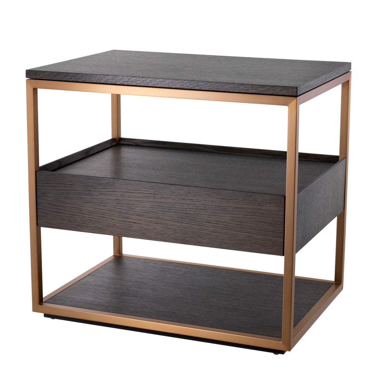 Eichholtz Side Table Parker With a metallic frame in a brushed brass finish and a top, body and lower