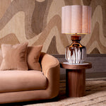 Eichholtz Side Table Presedio rich walnut veneer base elegantly contrasted by a shimmering Bianco Lilac marble top, this piece