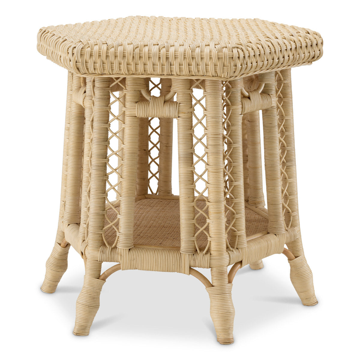 Eichholtz Side Table Saba Hexagon Introducing the Eichholtz Side Table Saba Hexagon, meticulously crafted from natural rattan. This disti...