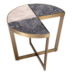 Eichholtz Side Table Turino brushed brass finish. One quarter of the tabletop has been cut out so this side