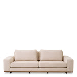 Eichholtz Sofa Aurora S beige textured upholstery and sleek tapered brown wooden legs complement this two seater sofa perfectly.