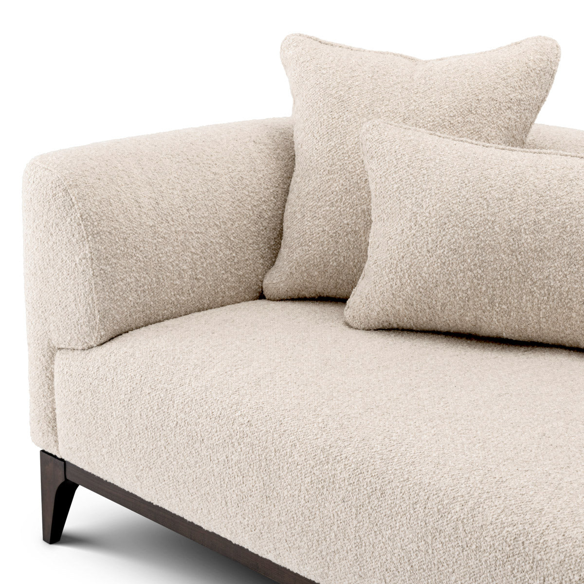 Eichholtz Sofa Brannan modern elegance and comfort. Upholstered in luxurious bouclÃ© Chalk white fabric, this sofa exudes a