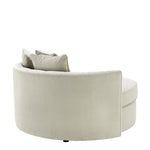 Eichholtz Sofa Carlita gorgeous round sofa features a pebble grey upholstery and a deep-buttoned backrest. It comes with