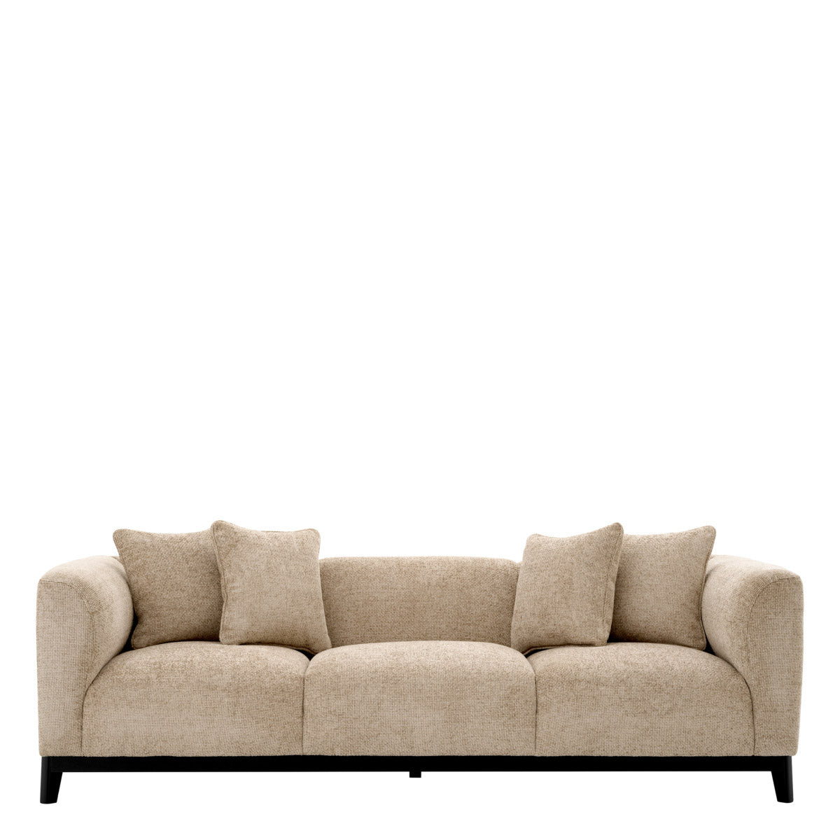 Eichholtz Sofa Corso black finish base against the neutral tone fabric adds a modern touch to this classic