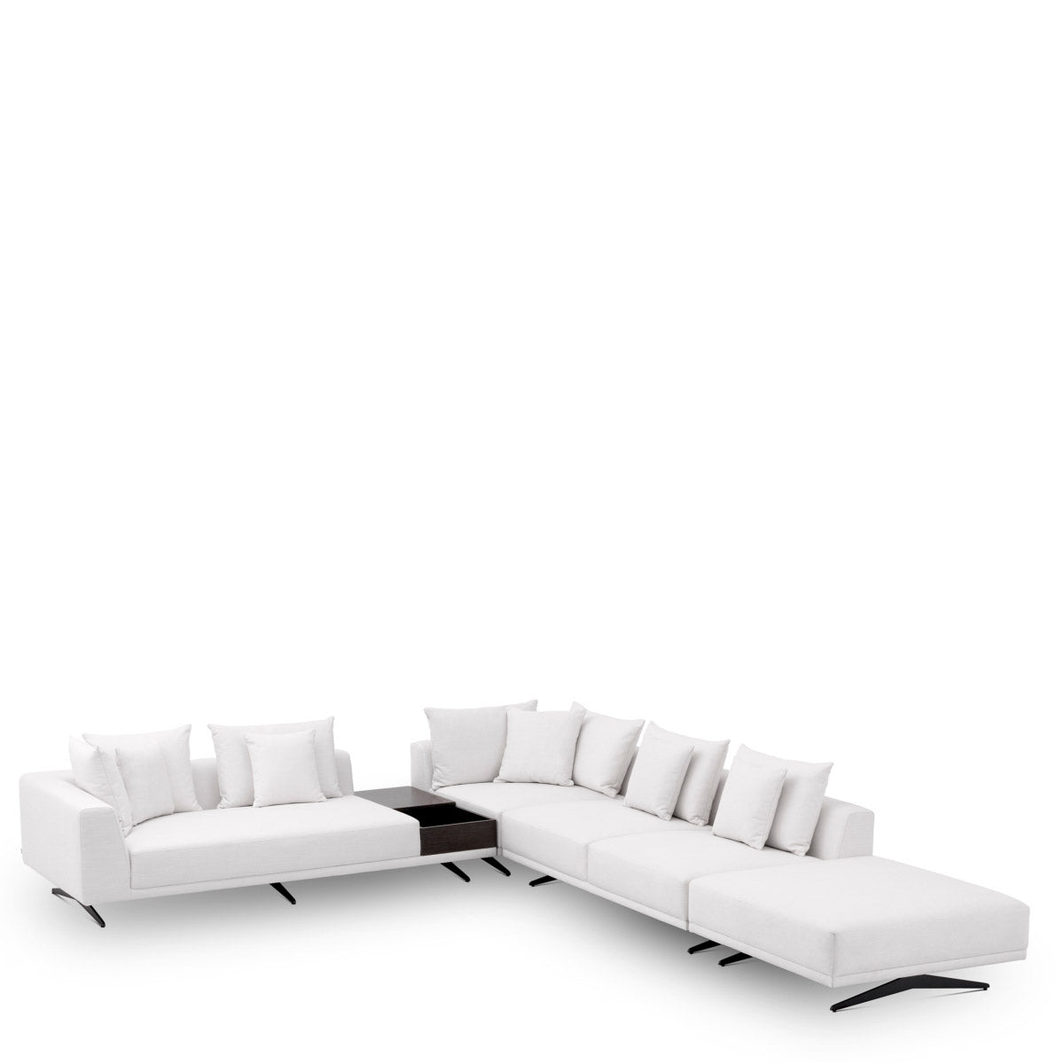 Eichholtz Sofa Endless table in dark brown veneer, Sofa Endless offers loads of set-up possibilities. This ultra-stylish sofa