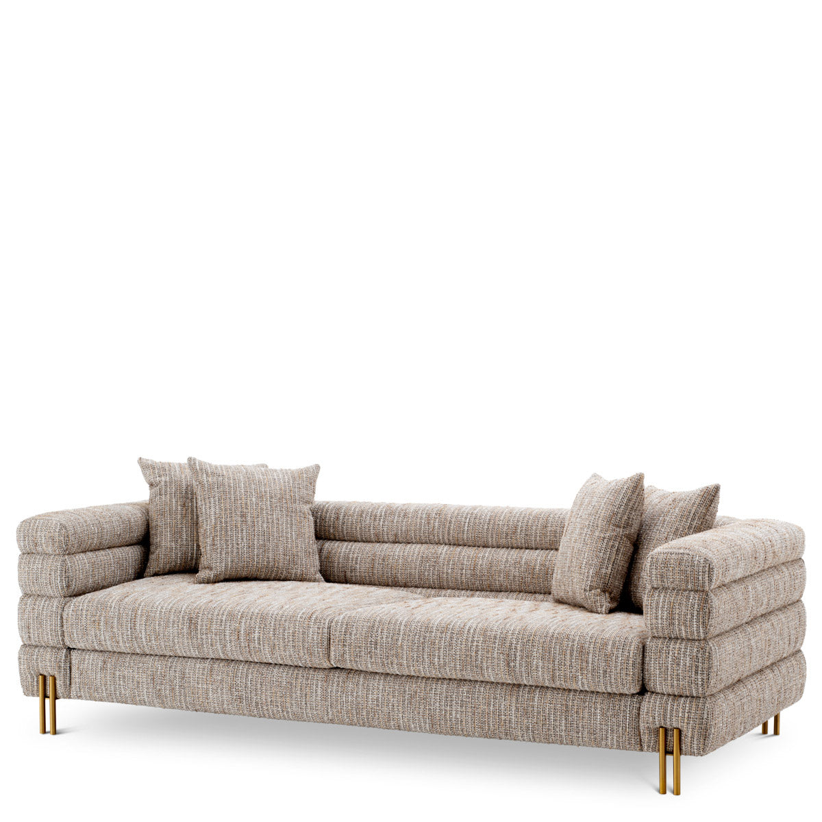 Eichholtz Sofa York The fabulous York Sofa with a Mademoiselle beige upholstery and brushed brass legs oozes a