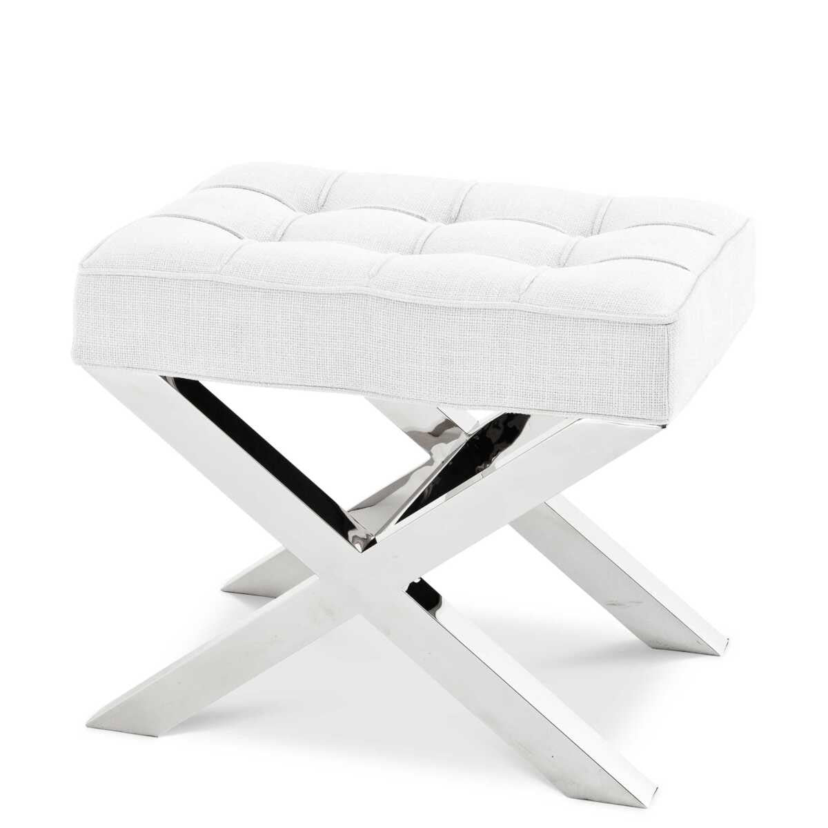 Eichholtz Stool Beekman Place The sleek and chic Beekman Place Stool features a seat with Avalon white upholstery and